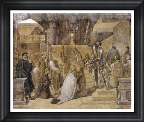 Framed Duke of Alba Receiving the Pope&#39;s Blessing in the Cathedral of St.Gudule Print