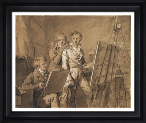 Framed Three Young Artists in a Studio Print
