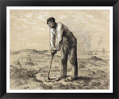 Framed Man with a Hoe Print