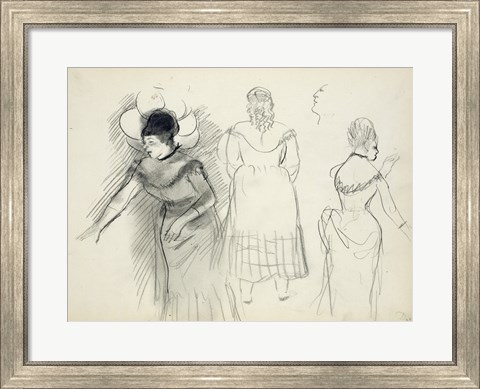 Framed Sketches of Cafe Singers Print