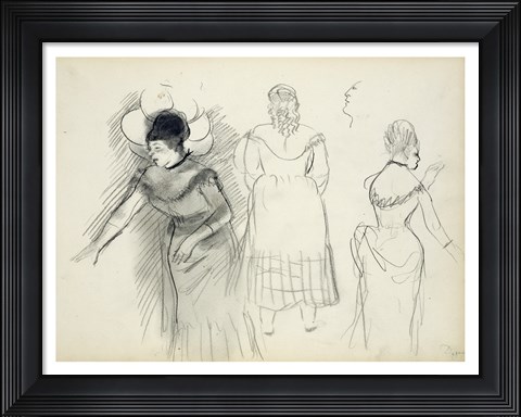 Framed Sketches of Cafe Singers Print