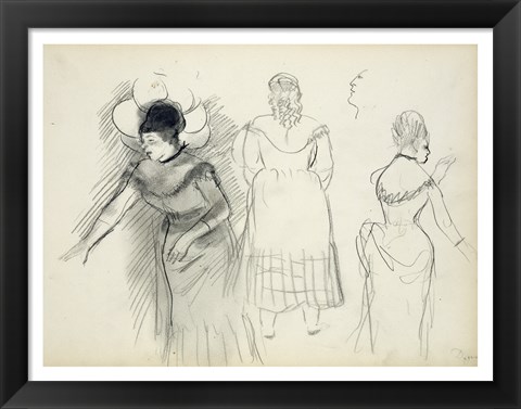 Framed Sketches of Cafe Singers Print