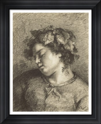Framed Head of a Sleeping Bacchante Print