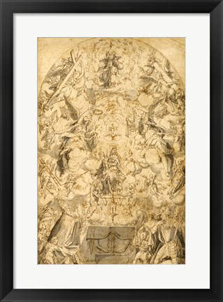 Framed Madonna and Child with Angels Bearing Symbols of the Passion Print