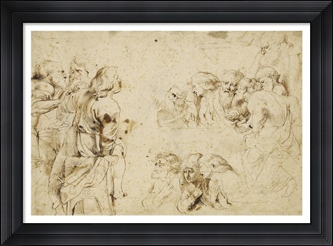 Framed Three Groups of Apostles in a Last Supper Print