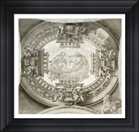 Framed Study for a Ceiling with the Virgin and Christ in Glory Print