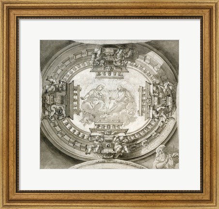 Framed Study for a Ceiling with the Virgin and Christ in Glory Print