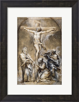 Framed Christ on the Cross with the Virgin Mary Print