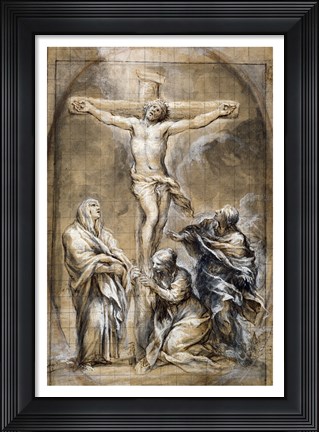 Framed Christ on the Cross with the Virgin Mary Print