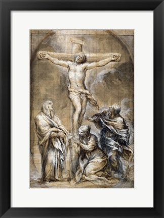 Framed Christ on the Cross with the Virgin Mary Print