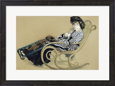 Framed Young Woman in a Rocking Chair, study for the The Last Evening Print