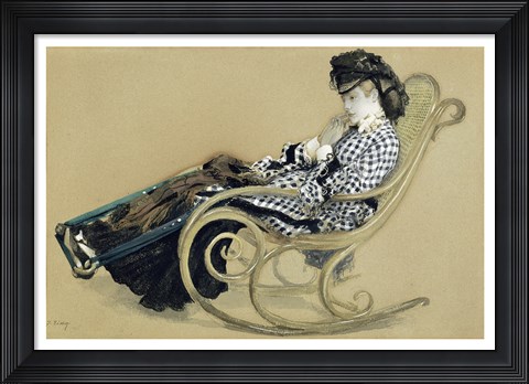 Framed Young Woman in a Rocking Chair, study for the The Last Evening Print