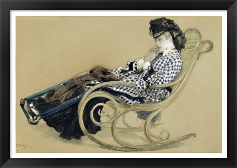 Framed Young Woman in a Rocking Chair, study for the The Last Evening Print