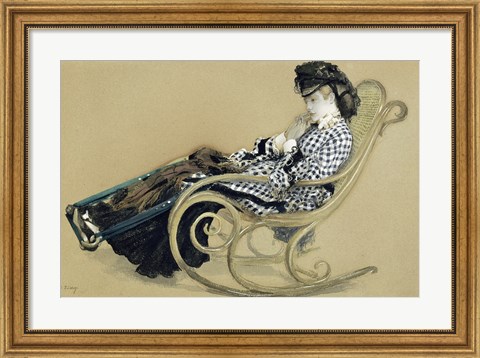 Framed Young Woman in a Rocking Chair, study for the The Last Evening Print