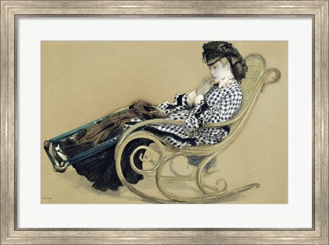 Framed Young Woman in a Rocking Chair, study for the The Last Evening Print