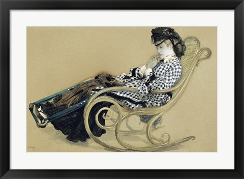 Framed Young Woman in a Rocking Chair, study for the The Last Evening Print