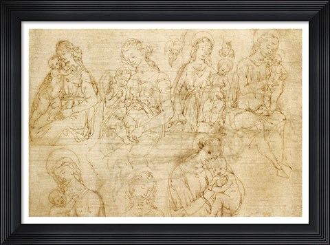 Framed Studies of the Virgin and Child Print