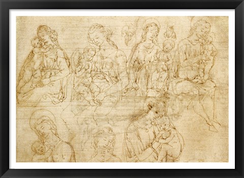 Framed Studies of the Virgin and Child Print