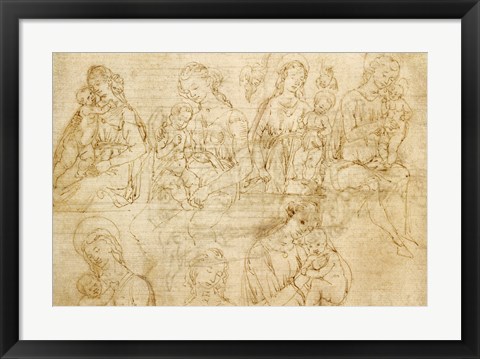 Framed Studies of the Virgin and Child Print