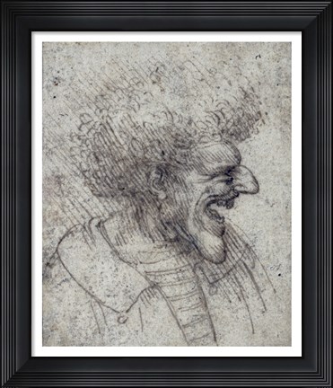 Framed Caricature of a Man with Bushy Hair Print