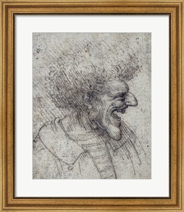 Framed Caricature of a Man with Bushy Hair Print