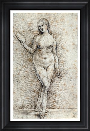 Framed Nude Woman with a Mirror Print