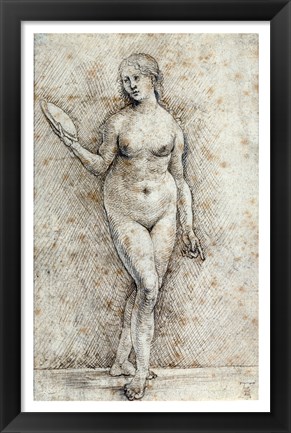 Framed Nude Woman with a Mirror Print