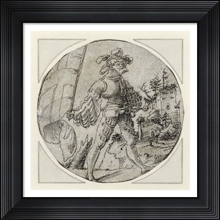 Framed Standard Bearer before a Castle Print