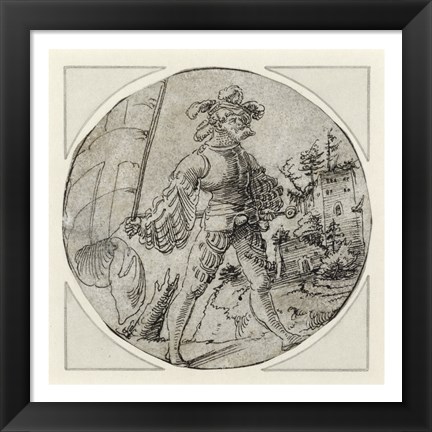 Framed Standard Bearer before a Castle Print