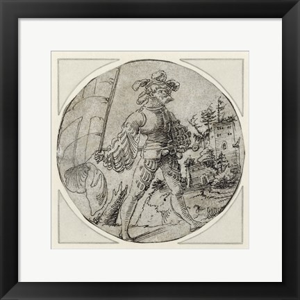 Framed Standard Bearer before a Castle Print