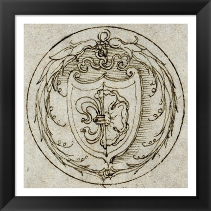 Framed Design for an Ornament or Signet Ring with the Arms of Lazarus Spengler Print