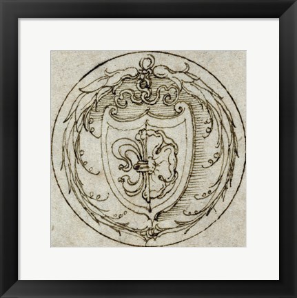 Framed Design for an Ornament or Signet Ring with the Arms of Lazarus Spengler Print