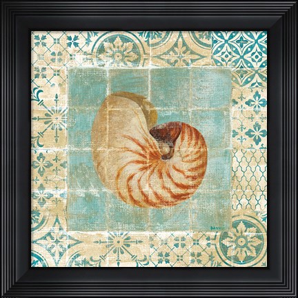 Framed Shell Tiles III Blue Print