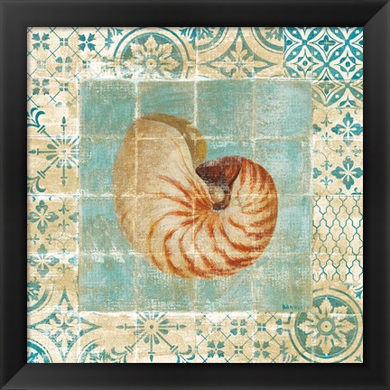 Framed Shell Tiles III Blue Print