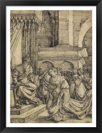 Framed Esther before Ahasuerus - drawing Print