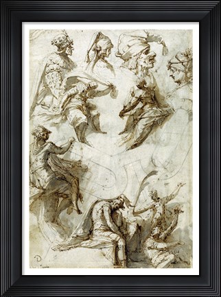 Framed Studies of Figures and Architecture Print