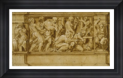 Framed Design for a Frieze with Worshippers Bringing Sacrificial Offerings Print