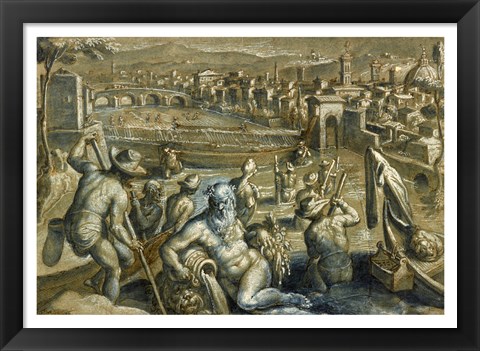 Framed Arno with Fishermen Print