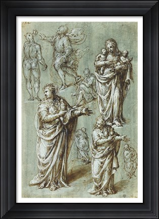 Framed Sheet of Studies of Various Figures Print