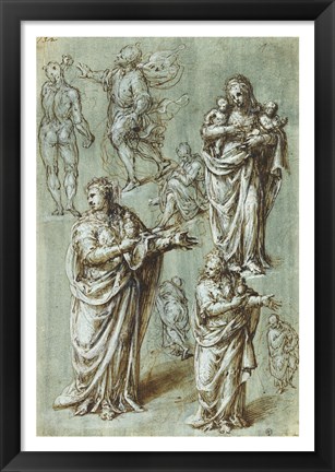 Framed Sheet of Studies of Various Figures Print