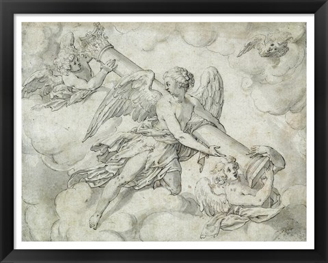 Framed Angels Bearing the Column of the Passion Print