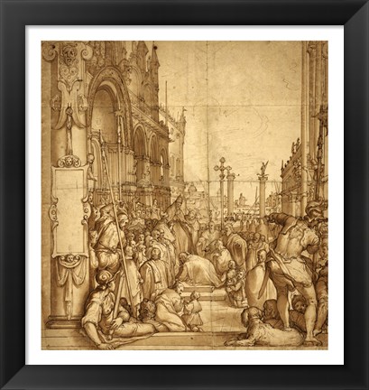 Framed Submission of the Emperor Frederick Barbarossa to Pope Alexander III Print