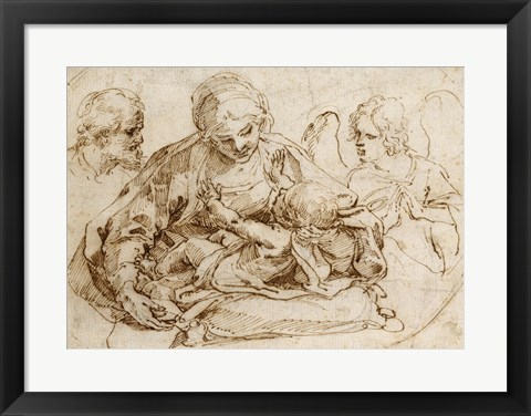 Framed Holy Family with an Angel Print