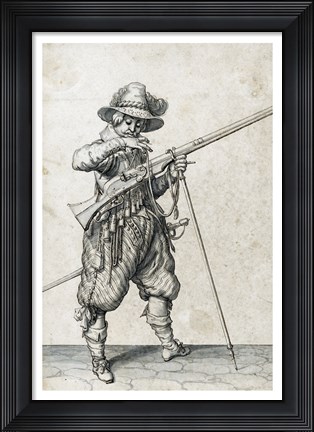 Framed Soldier on Guard Blowing Out a Match Print