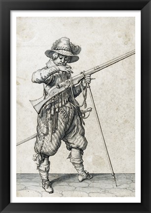 Framed Soldier on Guard Blowing Out a Match Print