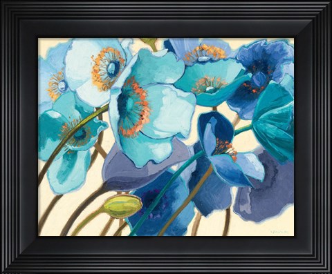 Framed Le Pavots Bleu Print
