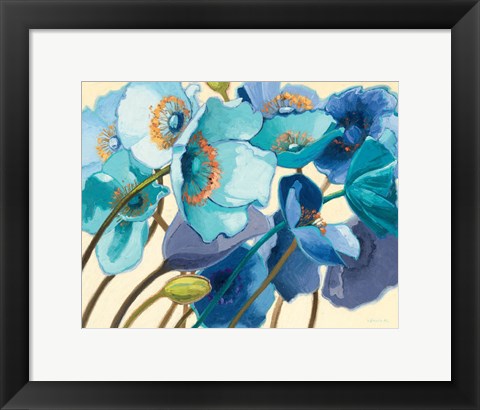 Framed Le Pavots Bleu Print