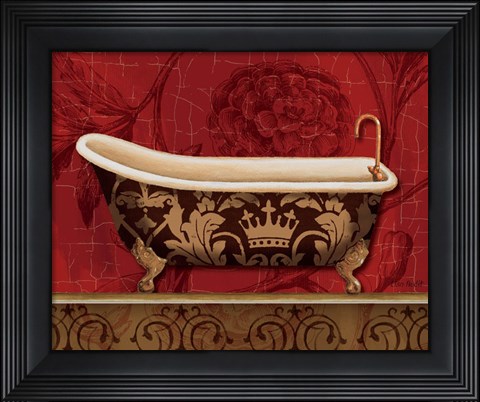 Framed Royal Red Bath II Print
