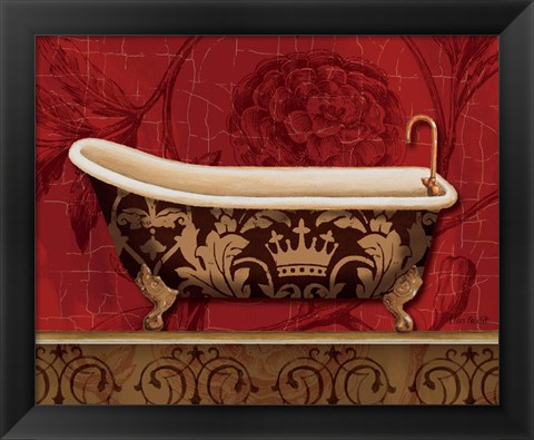 Framed Royal Red Bath II Print
