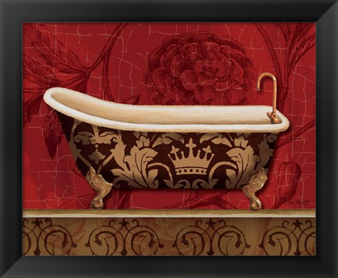 Framed Royal Red Bath II Print